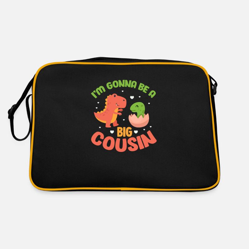 Cadeau de grossesse Big Cousin Dinosaur - Sac Retro - noir/or