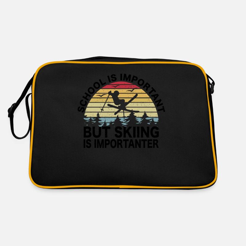 Schulkinder Freestyle Skifahrer Ski Geschenk - Retro Tasche - Schwarz/Gold