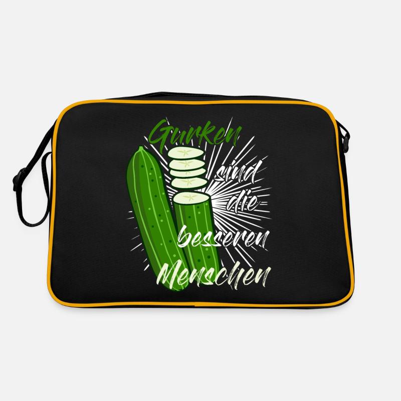 Gurke - lustiger Pickle Spruch - Retro Tasche - Schwarz/Gold