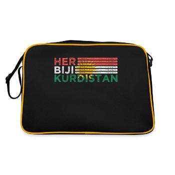 Her Biji Kurdistan Kurde Kurdisch Kurden Geschenk - Retro Tasche - Schwarz/Gold - Hinten