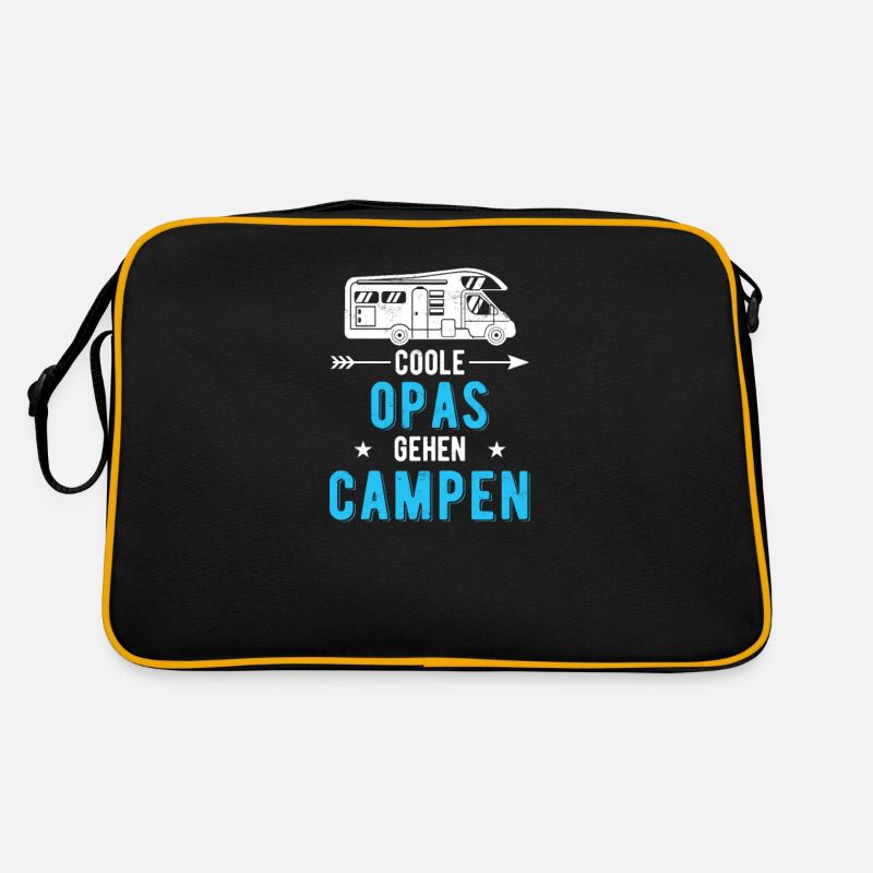 Caravane drôle énonciations de campeur drôle de camping - Sac Retro - noir/or