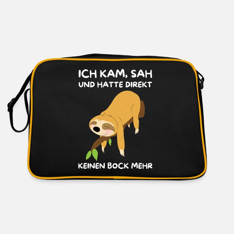 Faultier kein Bock mehr Morgenmuffel Langschläfer - Retro Tasche - Schwarz/Gold