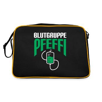 Pfefferminz Vatertag Muttertag Geburtstag Geschenk - Retro Tasche - Schwarz/Gold - Hinten