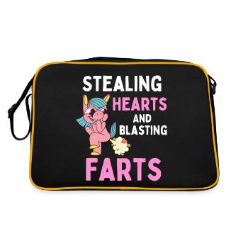 Stealing Hearts And Blasting Farts Kids Unicorn - Retro Bag - black/gold - Back