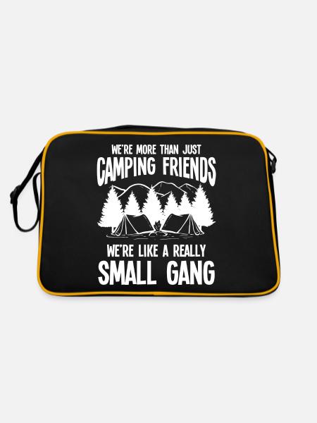 Camping Friends Camper Gang Tent Tenting Gift Idea - Retro Bag - black/gold - Back