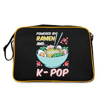 Powered by Ramen and Kpop k-pop gift saying - Retro Bag - black/gold - Back