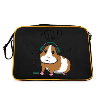 Funny Guinea Pig Music Musical - Retro Bag - black/gold - Back