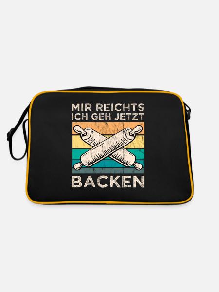 Mir Reichts ich geh Backen Bäcker Bäckerin - Retro Tasche - Schwarz/Gold