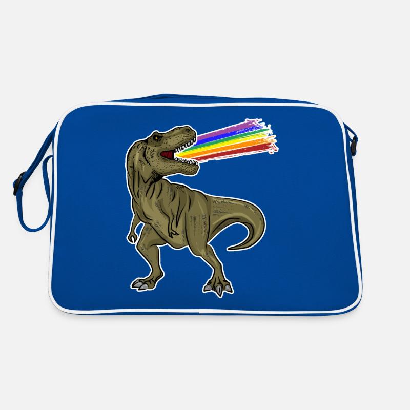 T-Rex Regenbogen Laser Uhrzeit Geschenkidee Retro Tasche