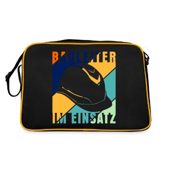 Bauleiter im Einsatz Baustelle Retro - Retro Tasche - Schwarz/Gold - Hinten
