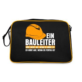 Bauleiter Baustelle Spruch lustig - Retro Tasche - Schwarz/Gold - Hinten