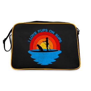J'adore les chiots sur les SUP pour les pagayeurs debout avec des chiens - Sac Retro - noir/or - Dos