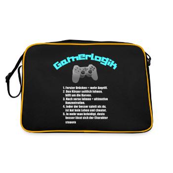 Funny gamer logic gamer logic gift - Retro Bag - black/gold - Back