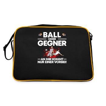 Fußball Abwehrspieler Verteidiger Geschenk - Retro Tasche - Schwarz/Gold - Hinten