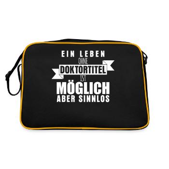 Doktortitel Spruch lustig Promotion - Retro Tasche - Schwarz/Gold - Hinten