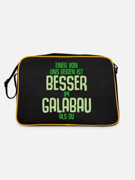 Galabau Spruch Landschaftsgärtner Witz - Retro Tasche - Schwarz/Gold - Hinten