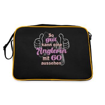 So gut kann ein Anglerin mit 60 aussehen Geschenk - Retro Tasche - Schwarz/Gold - Hinten
