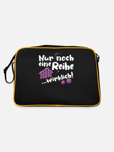Strickerin Stricken Häklerin Häkeln Geschenk - Retro Tasche - Schwarz/Gold
