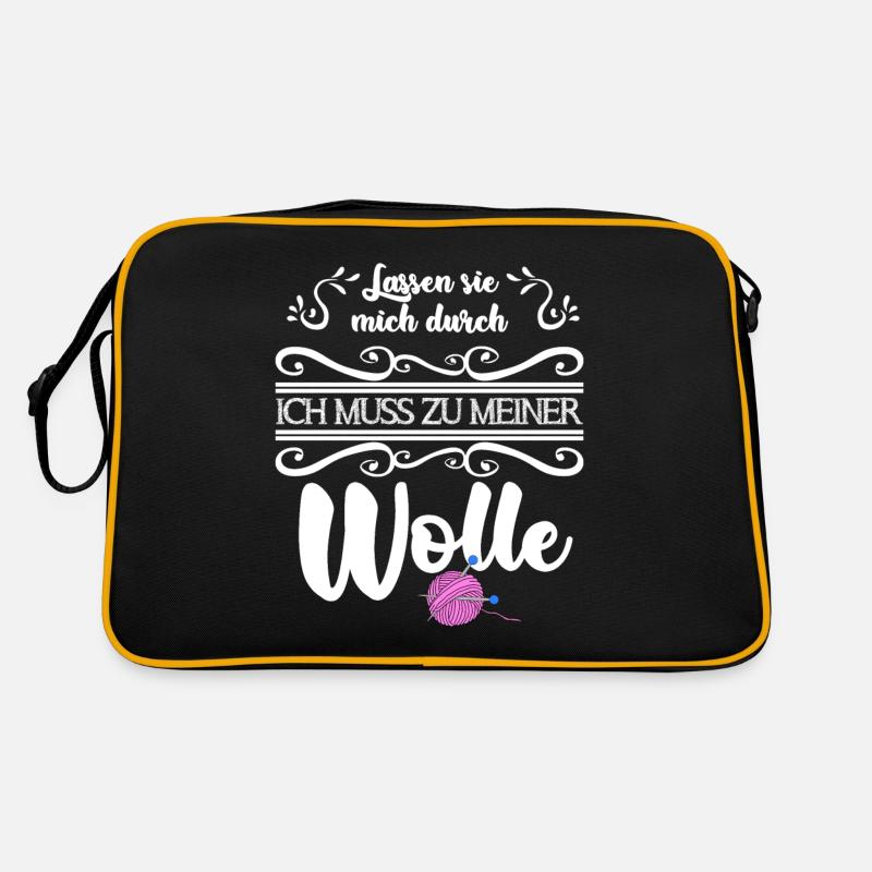 Stricken Wolle Strickerin Spruch lustig Retro Tasche
