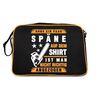 Kettensägen Holzfäller Späne Spruch - Retro Tasche - Schwarz/Gold - Hinten