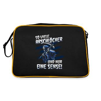 So Viele Arschlöcher Und Nur Eine Sense Sensenmann - Retro Tasche - Schwarz/Gold - Hinten