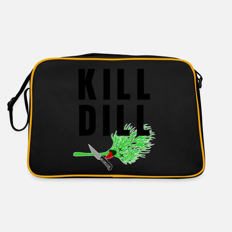 Kill Dill - lustiger Spruch - Retro Tasche - Schwarz/Gold