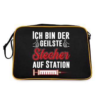 Ich bin der geilste Stecher auf Station Pfleger - Retro Tasche - Schwarz/Gold - Hinten