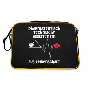PTA Spruch - lustiger Apotheken Witz - Retro Tasche - Schwarz/Gold - Hinten