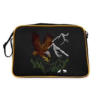 Eagle motif animal motif Wolf Berg Eagle print - Retro Bag - black/gold - Back