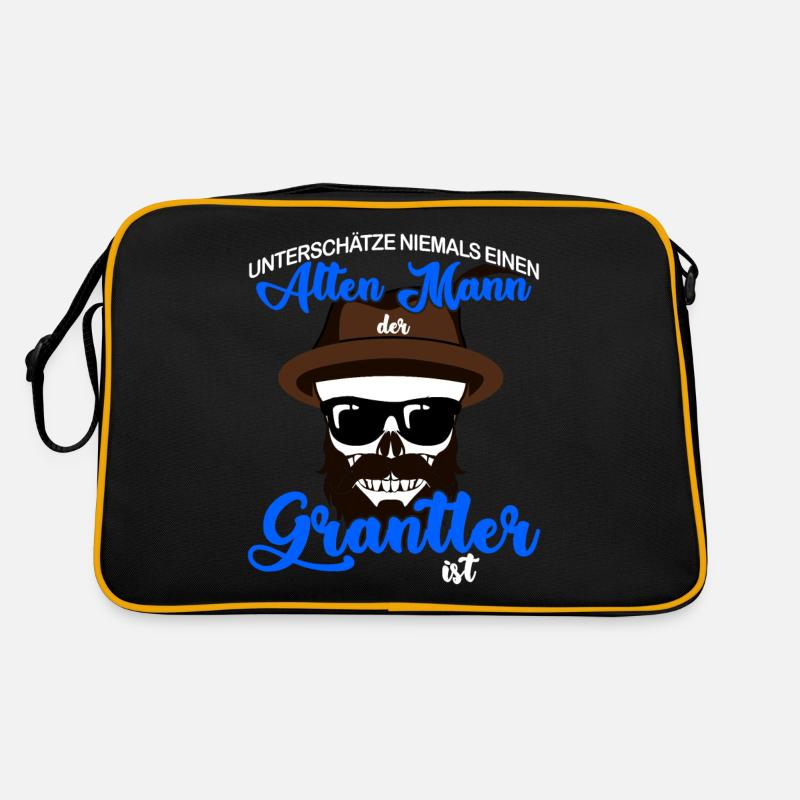Grantler Spruch bayrisch - Alter Mann - Retro Tasche - Schwarz/Gold