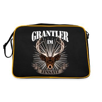 Grantler im Einsatz Spruch bayrisch - Retro Tasche - Schwarz/Gold - Hinten