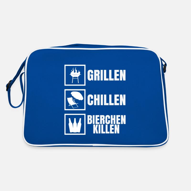 Grillen Chillen Bierchen Killen Grillgeschenk Retro Tasche