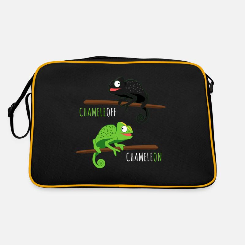 Chameleoff Chameleon Spruch - Retro Tasche - Schwarz/Gold