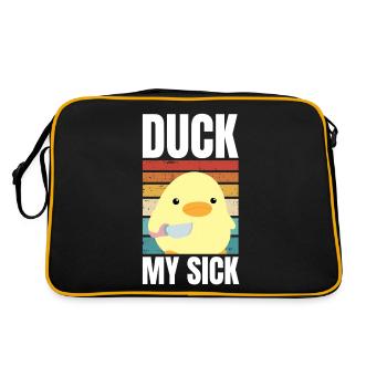 Ente mit Messer Meme Duck my Sick Duck with knife - Retro Tasche - Schwarz/Gold - Hinten