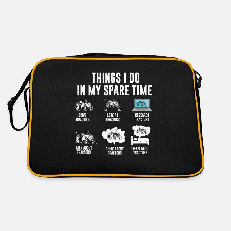 Things I Do in My Spare Time Tractor Driving - Retro Bag - black/gold