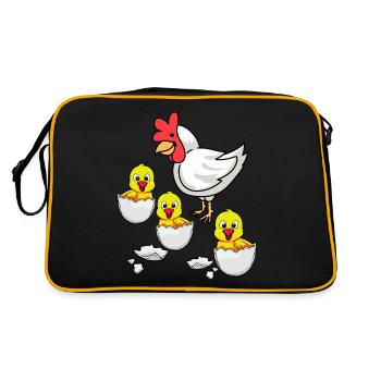 Eggshell Chick Chicken Chickens Easter Chicken Egg - Retro Bag - black/gold - Back