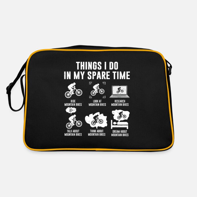 Things I Do in My Spare Time Mountain Bikes Ride - Retro Bag - black/gold