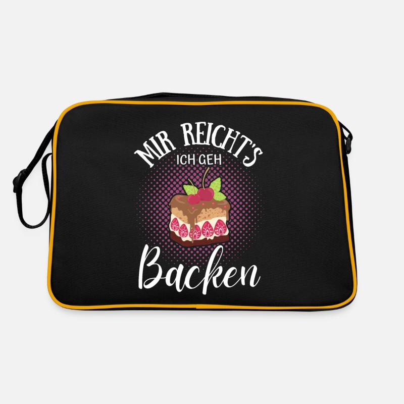 Mir reicht's ich geh backen Bäcker Konditor Kuchen - Retro Tasche - Schwarz/Gold