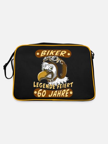 VOGEL HELM BIKER LEGENDE FEIERT 60 JAHRE - Retro Tasche - Schwarz/Gold - Hinten
