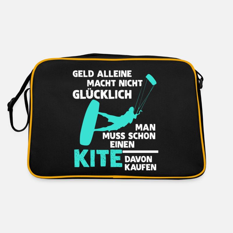 Kiteboarding Kitesurfer Kitesurfing - Retro Tasche - Schwarz/Gold