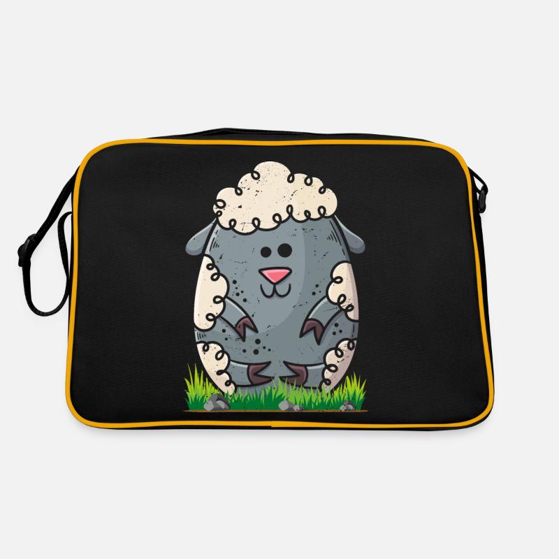 Fröhliche Ostern Ei Schaf - Retro Tasche - Schwarz/Gold