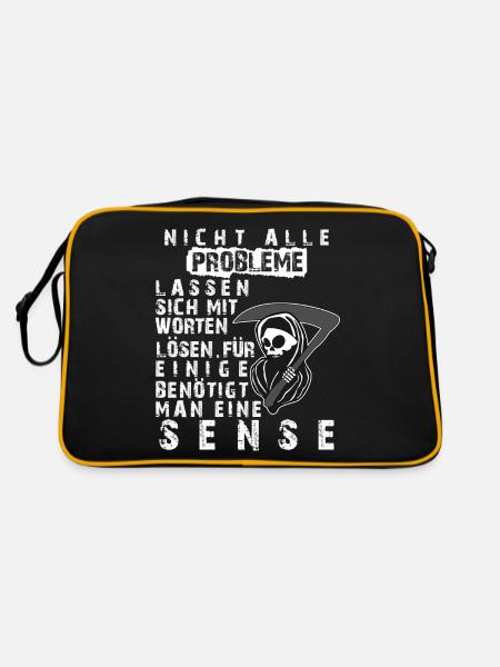 Sensenmann Problemlöser Spruch - Retro Tasche - Schwarz/Gold