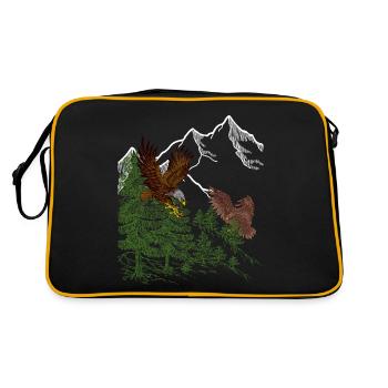 Eagle imprint predator bird eagle motif mountain - Retro Bag - black/gold - Back