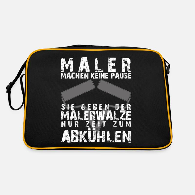 Maler machen keine Pause Spruch - Retro Tasche - Schwarz/Gold