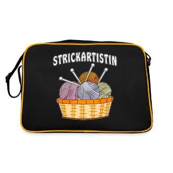 WOLLE STRICKARTISTIN - Retro Tasche - Schwarz/Gold - Hinten