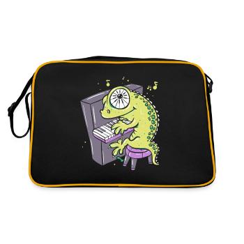 Lizard plays piano adult humor - Retro Bag - black/gold - Back