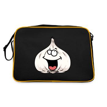 Gemüse Knoblauch Knobi Zwiebel Koch Küche gesund - Retro Tasche - Schwarz/Gold - Hinten