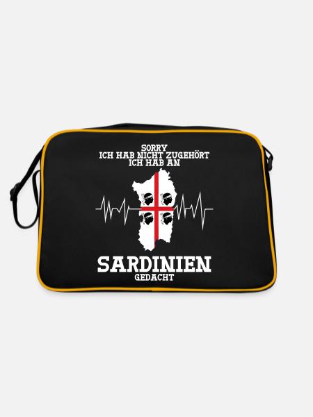 Sardinien Italien Urlaub Insel - Retro Tasche - Schwarz/Gold - Hinten