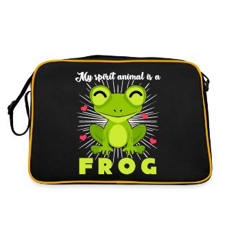 Frosch Frösche - Retro Tasche - Schwarz/Gold - Hinten