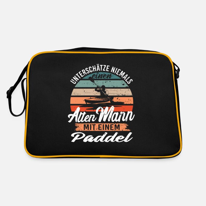 alten mann mit einem Paddel Retro Tasche